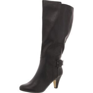 Bella Vita Womens Black Faux Leather Wide Calf Knee-High Boots Shoes NWT
